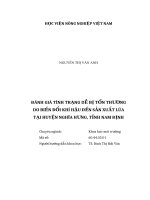 Đánh giá tình trạng dễ bị tổn thương do biến đổi khí hậu đến sản xuất lúa tại huyện nghĩa hưng, tỉnh nam định 
