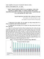 THỰC TRẠNG ĐÓNG GÓP CỦA LAO ĐỘNG, VỐN CON NGƯỜI VÀ KHOA HỌC VÀ CÔNG NGHỆ CHO TĂNG TRƯỞNG KINH TẾ VÀ NÂNG CAO NĂNG LỰC CẠNH TRANH CỦA NỀN KINH TẾ VIỆT NAM