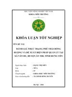 ĐÁNH GIÁ THỰC TRẠNG PHẾ THẢI ĐỒNG RUỘNG VÀ ĐỀ XUẤT BIỆN PHÁP QUẢN LÝ TẠI XÃ VÂN DU, HUYỆN ÂN THI, TỈNH HƯNG YÊN