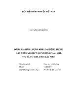 Đánh giá hàm lượng kim loại nặng trong đất nông nghiệp tại phường châu khê, thị xã từ sơn, tỉnh bắc ninh 