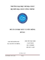 ĐỒ ÁN CƠ HỌC ĐẤT VÀ NỀN MÓNG : thiết kế, tính toán móng của một công trình xây dựng