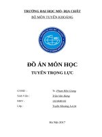 ĐỒ ÁN MÔN HỌC TUYỂN TRỌNG LỰC: Thiết kế xưởng tuyển than năng suất 2,0 triệu tấn  năm. Tính chất than cho ở bảng 1; 2, than nguyên khai có độ ẩm 6 %.