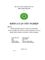 KHÓA LUẬN TỐT NGHIỆP  ĐÁNH GIÁ HIỆN TRẠNG VÀ ĐỀ XUẤT GIẢI PHÁP NÂNG CAO HIỆU QUẢ QUẢN LÝ CHẤT THẢI RẮN Y TẾ TẠI BỆNH VIỆN ĐA KHOA NAM TRỰC, TỈNH NAM ĐỊNH