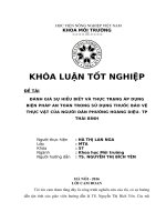 ĐÁNH GIÁ SỰ HIỂU BIẾT VÀ THỰC TRẠNG ÁP DỤNG BIỆN PHÁP AN TOÀN TRONG SỬ DỤNG THUỐC BẢO VỆ THỰC VẬT CỦA NGƯỜI DÂN PHƯỜNG HOÀNG DIỆU- TP THÁI BÌNH