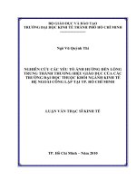 Nghiên cứu các yếu tố ảnh hưởng đến lòng trung thành thương hiệu giáo dục của các trường đại học thuộc khối ngành kinh tế hệ ngoài công lập tại TP hồ CHÍ MINH 