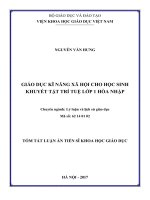 Giáo dục kĩ năng xã hội cho học sinh khuyết tật trí tuệ lớp 1 hòa nhập (tt)