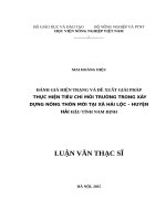 Đánh giá hiện trạng và đề xuất giải pháp thực hiện tiêu chí môi trường trong xây dựng nông thôn mới tại xã hải lộc – huyện hải hậu – tỉnh nam định 