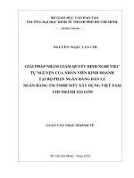 Giải pháp nhằm giảm quyết định nghỉ việc tự nguyện của nhân viên kinh doanh tại bộ phận bán lẻ ngân hàng TM TNHH MTV xây dựng việt nam chi nhánh sài gòn 
