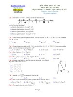 Đề thi chính thức THPT 2017 môn Toán mã đề gốc 104 của Bộ GDĐT- Bản đẹp, file word, có lời giải chi tiết