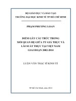 Điểm gãy cấu trúc trong mối quan hệ giữa tỷ giá thực và lãi suất thực tại việt nam giai đoạn 2002   2014 