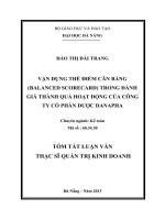 Vận dụng thẻ điểm cân bằng (balanced scorecard) trong đánh giá thành quả hoạt động của công ty cổ phần dược danapha
