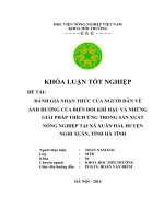 Đánh giá nhận thức của người dân về ảnh hưởng của biến đổi khí hậu và những giải pháp thích ứng trong sản xuất nông nghiệp tại xã xuân hải, huyện nghi xuân, tỉnh hà tĩnh 