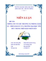 THÔNG TIN về CHỦ TRƯƠNG tự PHONG GIÁO sư   PHÓ GIÁO sư của TRƯỜNG đại học tôn đức THẮNG TRÊN báo NHÂN dân