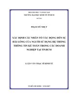 Xác định các nhân tố tác động đến sự hài lòng của người sử dụng hệ thống thông tin kế toán trong các doanh nghiệp tại TP HCM 