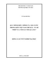 Quá trình điều chỉnh của nhà nước phong kiến việt nam thế kỉ x   XV để 