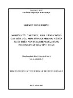 NGHIÊN CỨU CẤU TRÚC, KHẢ NĂNG CHỐNG OXY HÓA CỦA MỘT SỐ POLYPHENOL VÀ DẪN XUẤT TRÊN NỀN FULLERENE (C60) BẰNG PHƯƠNG PHÁP HÓA TÍNH TOÁN