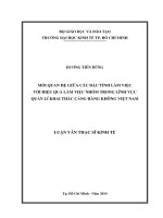 Mối quan hệ giữa các đặc tính làm việc với hiệu quả làm việc nhóm trong lĩnh vực quản lí khai thác cảng hàng không việt nam 