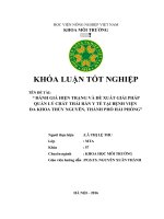 Đánh giá hiện trạng và đề xuất giải pháp quản lý chất thải rắn y tế tại bệnh viện đa khoa thủy nguyên, thành phố hải phòng  