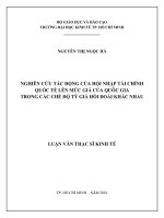 Nghiên cứu tác động của hội nhập tài chính quốc tế lên mức giá của quốc gia trong các chế độ tỷ giá hối đoái khác nhau 