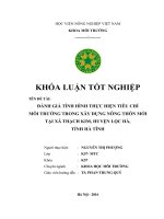 g đánh giá tình hình thực hiện tiêu chí môi trường trong xây dựng nông thôn mới tại xã thạch kim, huyện lộc hà, tỉnh hà tĩnh  