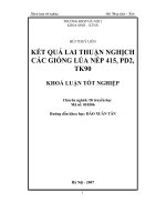 Kết quả lai thuận nghịch các giống lúa nếp 415, PD2, TK90 (Khóa luận tốt nghiệp)