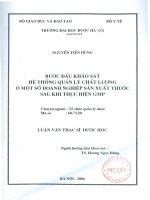 Bước đầu khảo sát hệ thống quản lý chất lượng ở một số doanh nghiệp sản xuất thuốc sau khi thực hiện GMP 