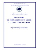 Hoàn thiện hệ thống kiểm soát nội bộ tại tổng công ty liksin 