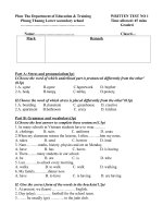 Đề thi tiếng anh 45 phút  Test No 1  Chương trình SGK TA 6 mới