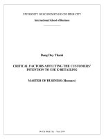 Critical factors affecting the customers intention to use e   retailing 