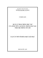Quản lý hoạt động học tập của sinh viên cao đẳng trong đào tạo theo hệ thống tín chỉ. (LA tiến sĩ)
