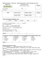 Đề kiểm tra học kỳ 2 môn Tiếng Anh lớp 6 huyện Hớn Quản