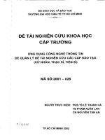 Ứng dụng công nghệ thông tin để quản lý đề tài nghiên cứu các cấp đào tạo 