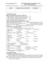 Đề kiểm tra học kỳ 2 môn Tiếng Anh lớp 6 huyện Đất Đỏ