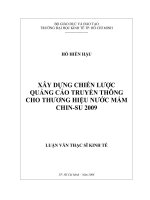 Xây dựng chiến lược quảng cáo truyền thông cho thương hiệu nước mắm chin   su 2009 