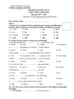 Đề kiểm tra học kỳ 2 môn Tiếng anh lớp 6 hay
