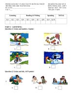 Đề thi môn Tiếng Anh lớp 5