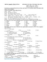 Đề và đáp án HSG Tiếng Anh 6 Vĩnh Tường 2013 2014