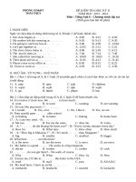 Đề kiểm tra học kỳ II môn Tiếng Anh lớp 6 huyện Thái Thụy