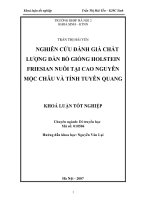 Nghiên cứu đánh giá chất lượng đàn bò giống Holstein Friesian nuôi tại cao nguyên Mộc Châu và tỉnh Tuyên Quang (Khóa luận tốt nghiệp)