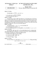 Đề thi tuyển sinh lớp 10 môn toán năm 2016 2017   sở GDĐT nghệ an 