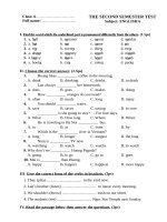 Đề kiểm tra HK2 Tiếng Anh 6