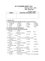 Đề khảo sát Tiếng Anh 6 ( hay)