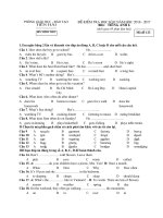 Đề và đáp án môn Tiếng anh lớp 6 học kỳ II