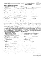 Đề kiểm tra môn Tiếng Anh lớp 10