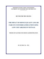The impact of service quality and air fare on customer satisfaction using low cost airlines in vietnam 