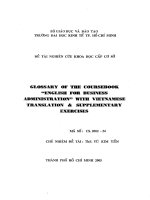 Glossary of the coursebook english for business administration with vietnamese translatiton  supplementary exercises 