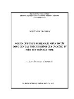 Nghiên cứu thực nghiệm các nhân tố tác động đến cấu trúc tài chính của các công ty niêm yết trên sàn hose  