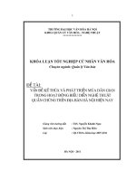 Vấn đề kế thừa và phát triển múa dân gian trong hoạt động biểu diễn nghệ thuật quần chúng trên địa bàn hà nội hiện nay (tt) 