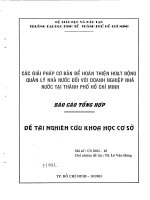 Các giải pháp cơ bản để hoàn thiện hoạt động quản lý nhà nước đối với doanh nghiệp nhà nước tại TP HCM 