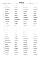 PHONETICS  BAI TAP TRONG AMNGU AM CUC HOT